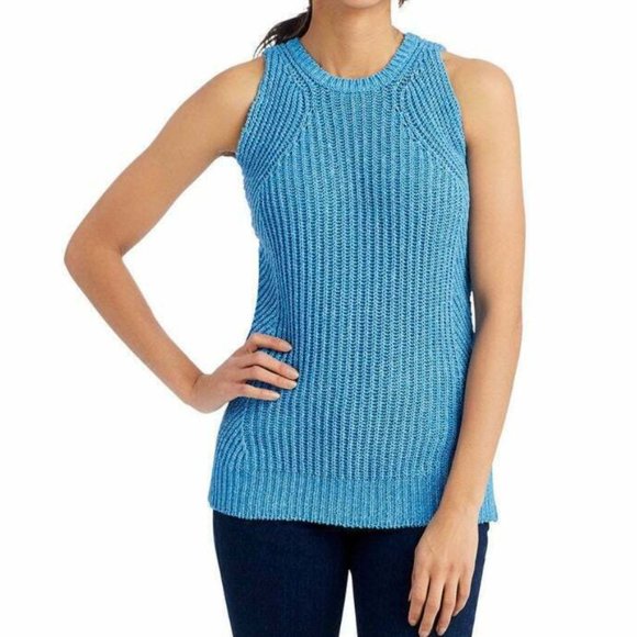 J. Mclaughlin | NWOT Amber Azzurro Sleeveless Cardigan Stitch Knit Sweater - Picture 1 of 9